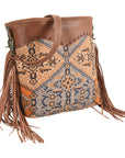 OHLAY KB209 Cross Body Upcycled Canvas Genuine Leather women bag western handbag purse