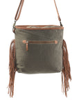 OHLAY KB209 Cross Body Upcycled Canvas Genuine Leather women bag western handbag purse