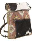 OHLAY KB245 Backpack Upcycled Canvas Hair-On Genuine Leather women bag western handbag purse