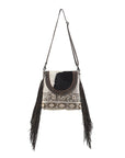 OHLAY MESSENGER Upcycled Wool Upcycled Canvas Hair-on Genuine Leather women bag western handbag purse