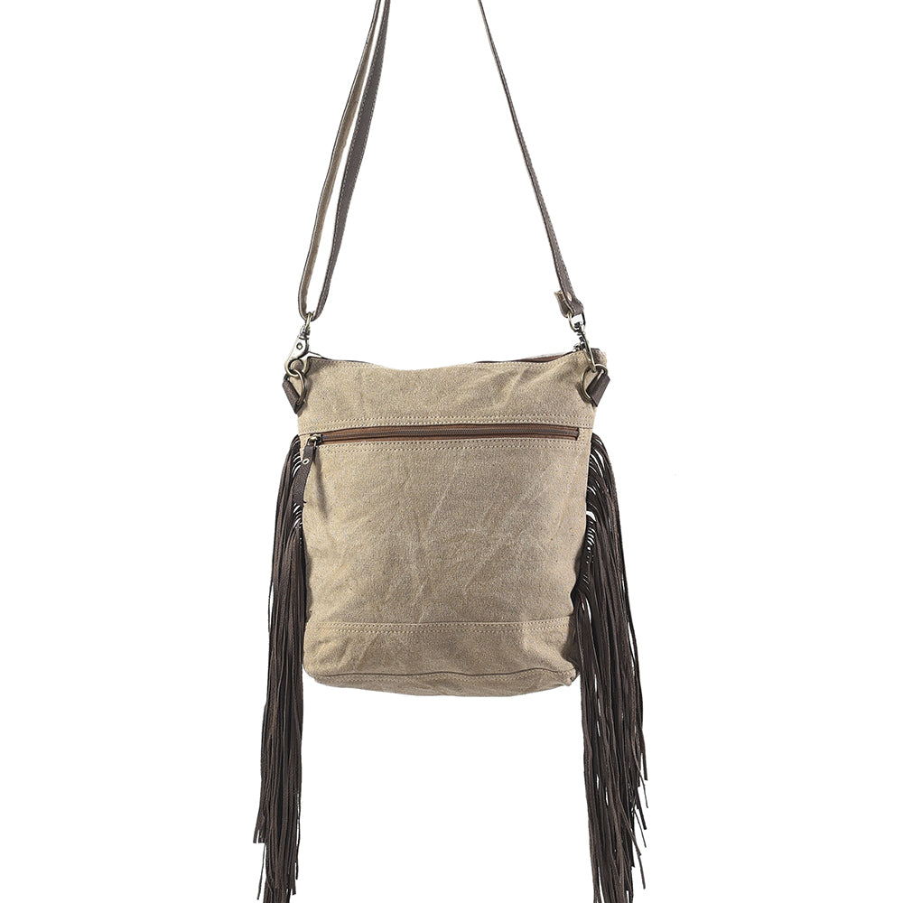 OHLAY KB260 Cross Body Upcycled Wool Upcycled Canvas Hair-On Genuine Leather women bag western handbag purse