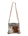 OHLAY KB262 Cross Body Upcycled Canvas Hair-On Genuine Leather women bag western handbag purse