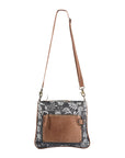 OHLAY KB264 Cross Body Upcycled Canvas Genuine Leather women bag western handbag purse