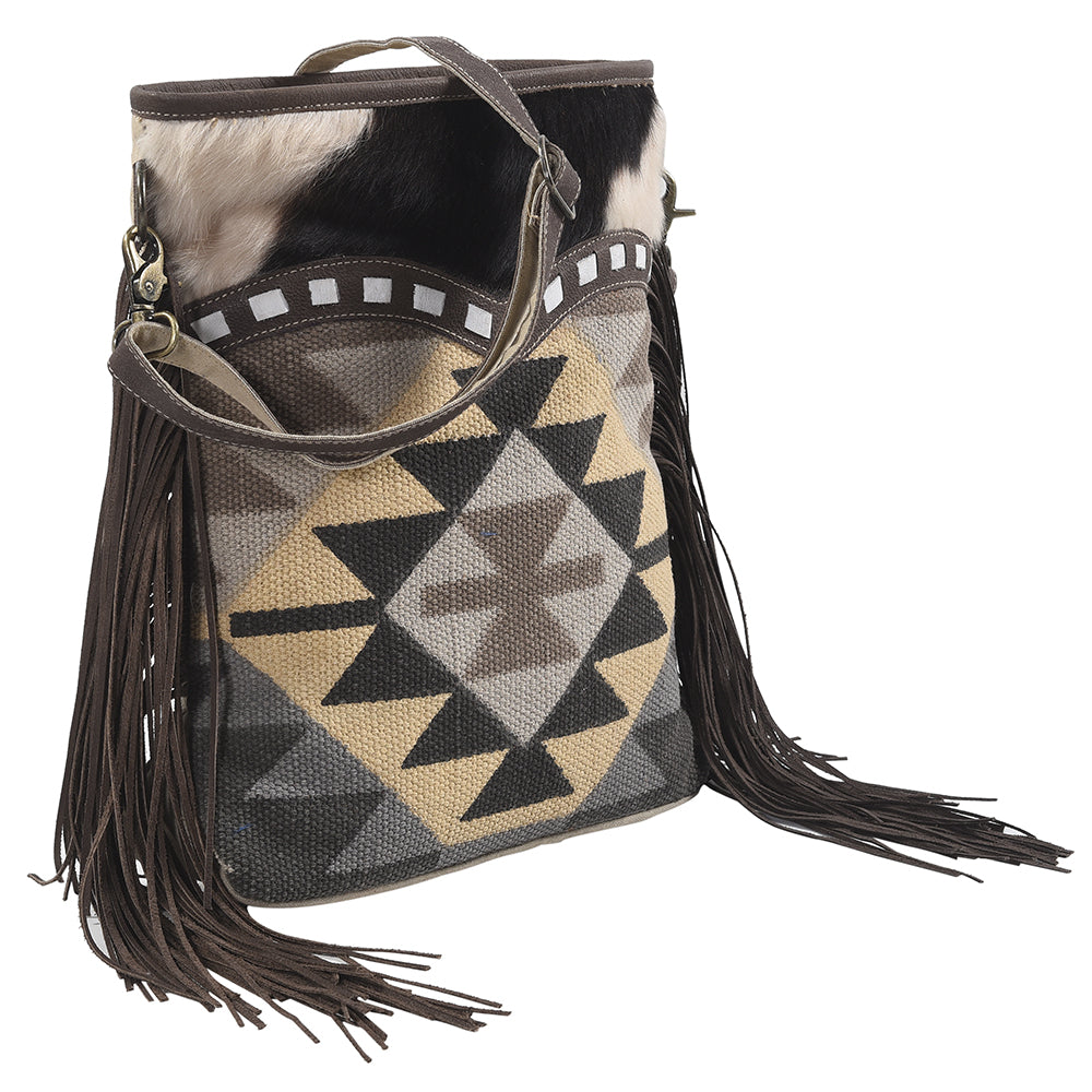 OHLAY MESSENGER Upcycled Wool Upcycled Canvas Hair-on Genuine Leather women bag western handbag purse