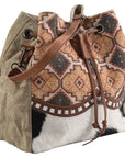 OHLAY KB270 Bucket Upcycled Wool Upcycled Canvas Hair-On Genuine Leather women bag western handbag purse