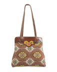OHLAY KB290 TOTE Hand Tooled Upcycled Canvas Genuine Leather women bag western handbag purse