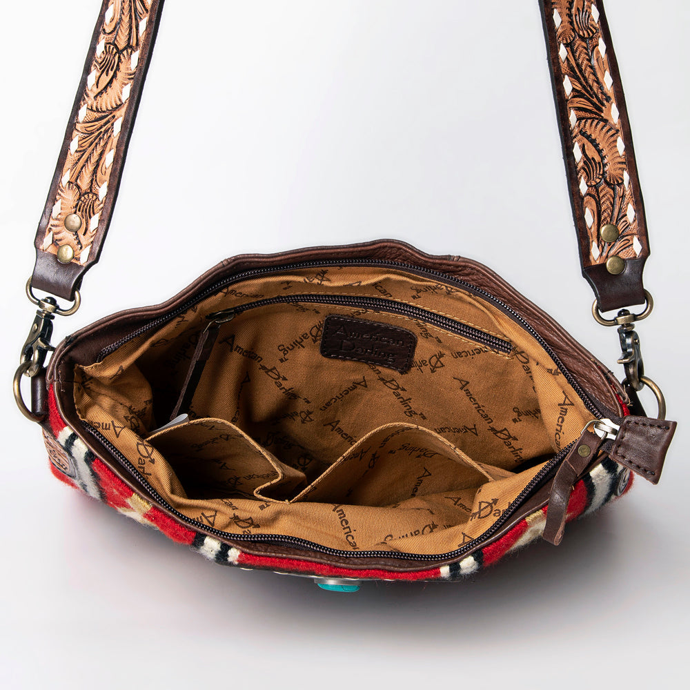American Darling Messenger Hand Tooled Saddle Blanket Genuine Leather women bag western handbag purse