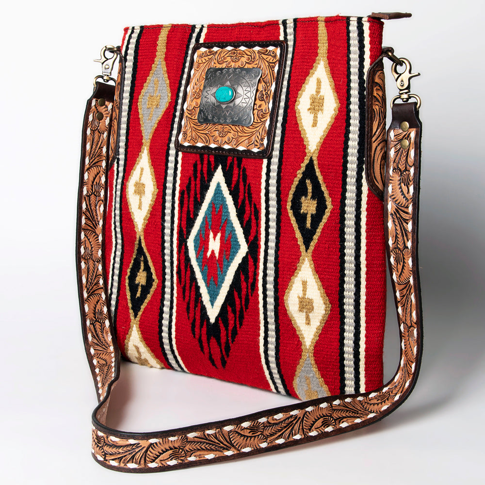 American Darling Messenger Hand Tooled Saddle Blanket Genuine Leather women bag western handbag purse