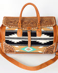 American Darling ADBG516 Duffel Hand Tooled Saddle Blanket Genuine Leather Women Bag Western Handbag Purse