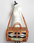 American Darling ADBG516 Duffel Hand Tooled Saddle Blanket Genuine Leather Women Bag Western Handbag Purse
