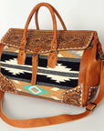 American Darling ADBG516 Duffel Hand Tooled Saddle Blanket Genuine Leather Women Bag Western Handbag Purse