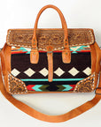 American Darling ADBG516 Duffel Hand Tooled Saddle Blanket Genuine Leather Women Bag Western Handbag Purse