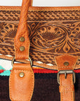 American Darling ADBG516 Duffel Hand Tooled Saddle Blanket Genuine Leather Women Bag Western Handbag Purse