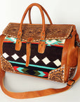 American Darling ADBG516 Duffel Hand Tooled Saddle Blanket Genuine Leather Women Bag Western Handbag Purse