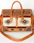 American Darling ADBG516 Duffel Hand Tooled Saddle Blanket Genuine Leather Women Bag Western Handbag Purse