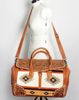 American Darling ADBG516 Duffel Hand Tooled Saddle Blanket Genuine Leather Women Bag Western Handbag Purse