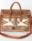 American Darling ADBG516 Duffel Hand Tooled Saddle Blanket Genuine Leather Women Bag Western Handbag Purse