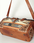 American Darling ADBG516 Duffel Hand Tooled Saddle Blanket Genuine Leather Women Bag Western Handbag Purse