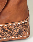 American Darling ADBG516 Duffel Hand Tooled Saddle Blanket Genuine Leather Women Bag Western Handbag Purse