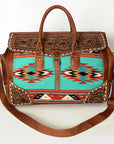 American Darling ADBG516 Duffel Hand Tooled Saddle Blanket Genuine Leather Women Bag Western Handbag Purse
