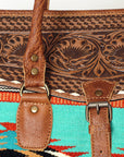 American Darling ADBG516 Duffel Hand Tooled Saddle Blanket Genuine Leather Women Bag Western Handbag Purse