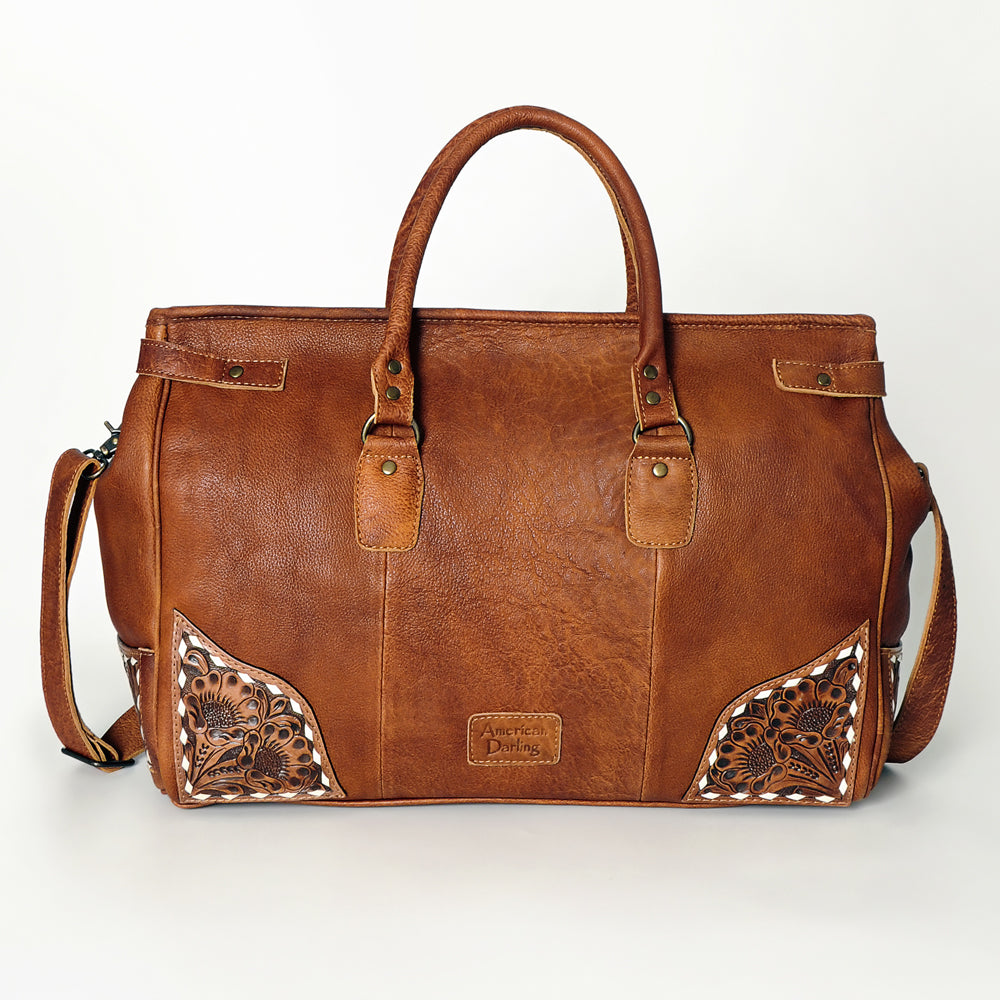 American Darling ADBG516 Duffel Hand Tooled Saddle Blanket Genuine Leather Women Bag Western Handbag Purse