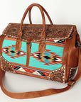 American Darling ADBG516 Duffel Hand Tooled Saddle Blanket Genuine Leather Women Bag Western Handbag Purse