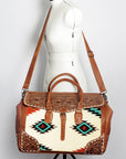 American Darling ADBG516 Duffel Hand Tooled Saddle Blanket Genuine Leather Women Bag Western Handbag Purse