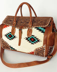 American Darling ADBG516 Duffel Hand Tooled Saddle Blanket Genuine Leather Women Bag Western Handbag Purse