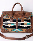 American Darling ADBG516 Duffel Hand Tooled Saddle Blanket Genuine Leather Women Bag Western Handbag Purse