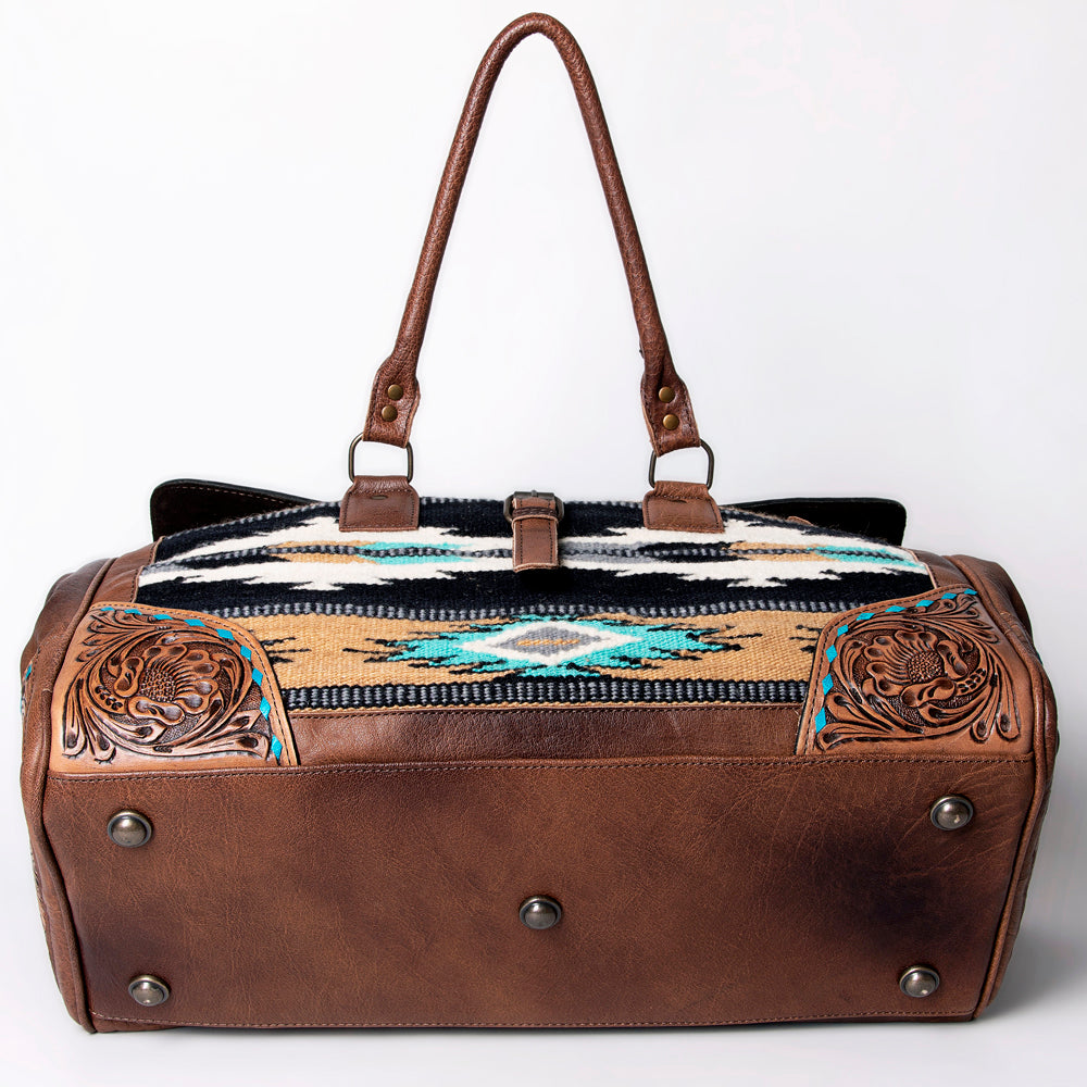 American Darling ADBG516 Duffel Hand Tooled Saddle Blanket Genuine Leather Women Bag Western Handbag Purse