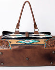 American Darling ADBG516 Duffel Hand Tooled Saddle Blanket Genuine Leather Women Bag Western Handbag Purse