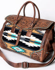 American Darling ADBG516 Duffel Hand Tooled Saddle Blanket Genuine Leather Women Bag Western Handbag Purse