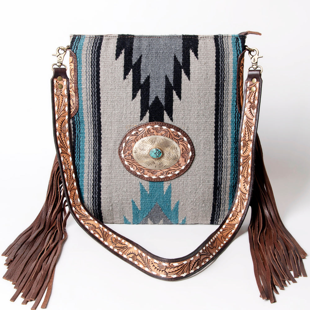 American Darling ADBGA283A Messenger Hand Tooled Saddle Blanket Genuine Leather women bag western handbag purse