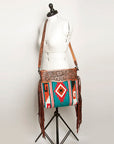 American Darling ADBGZ576A Signature Crossbody Hand Tooled Saddle Blanket Genuine Leather women bag western handbag purse