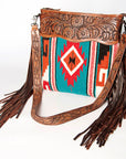 American Darling ADBGZ576A Signature Crossbody Hand Tooled Saddle Blanket Genuine Leather women bag western handbag purse
