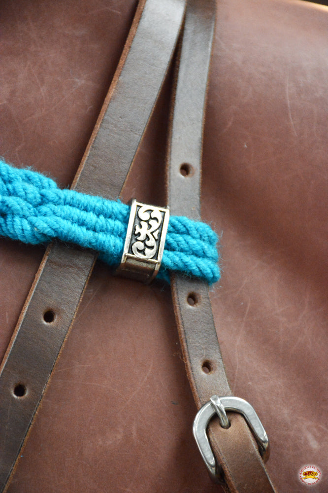 HILASON Cactus Western Wool Breast Collar Headstall Set Tack Set Turquoise &amp; white