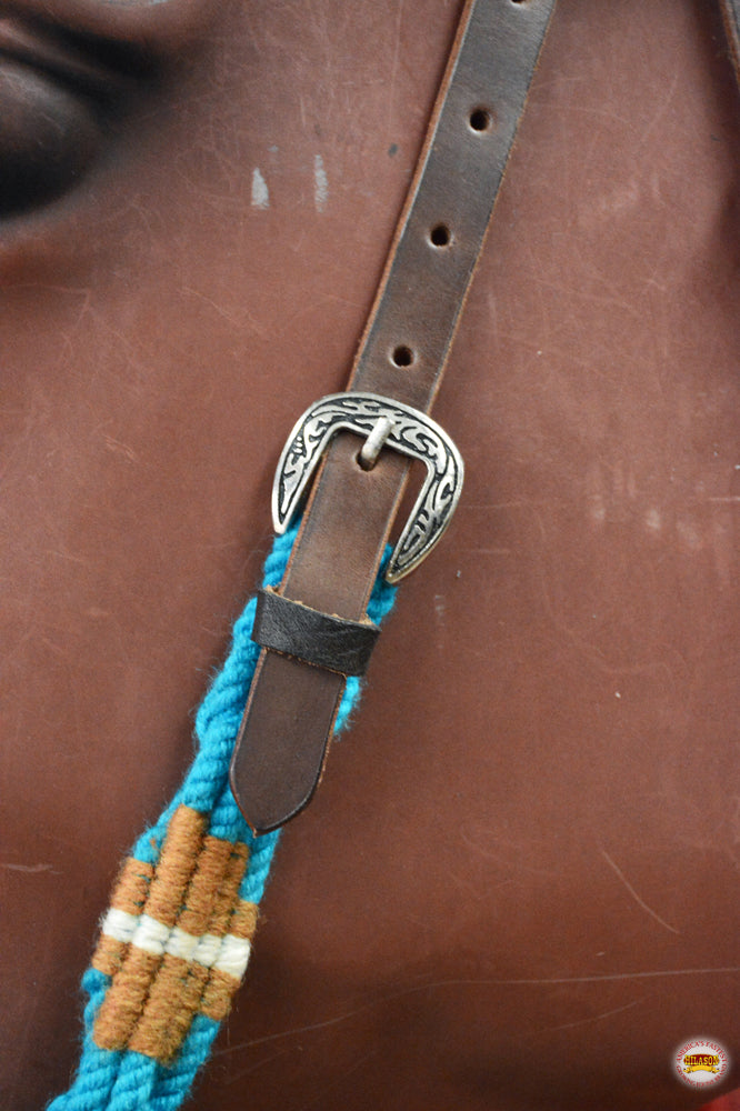 HILASON Cactus Western Wool Breast Collar Headstall Set Tack Set Turquoise &amp; white