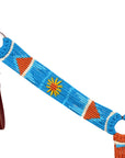 HILASON Sun Western Wool Breast Collar Headstall Set Tack Set Turquoise & Brown