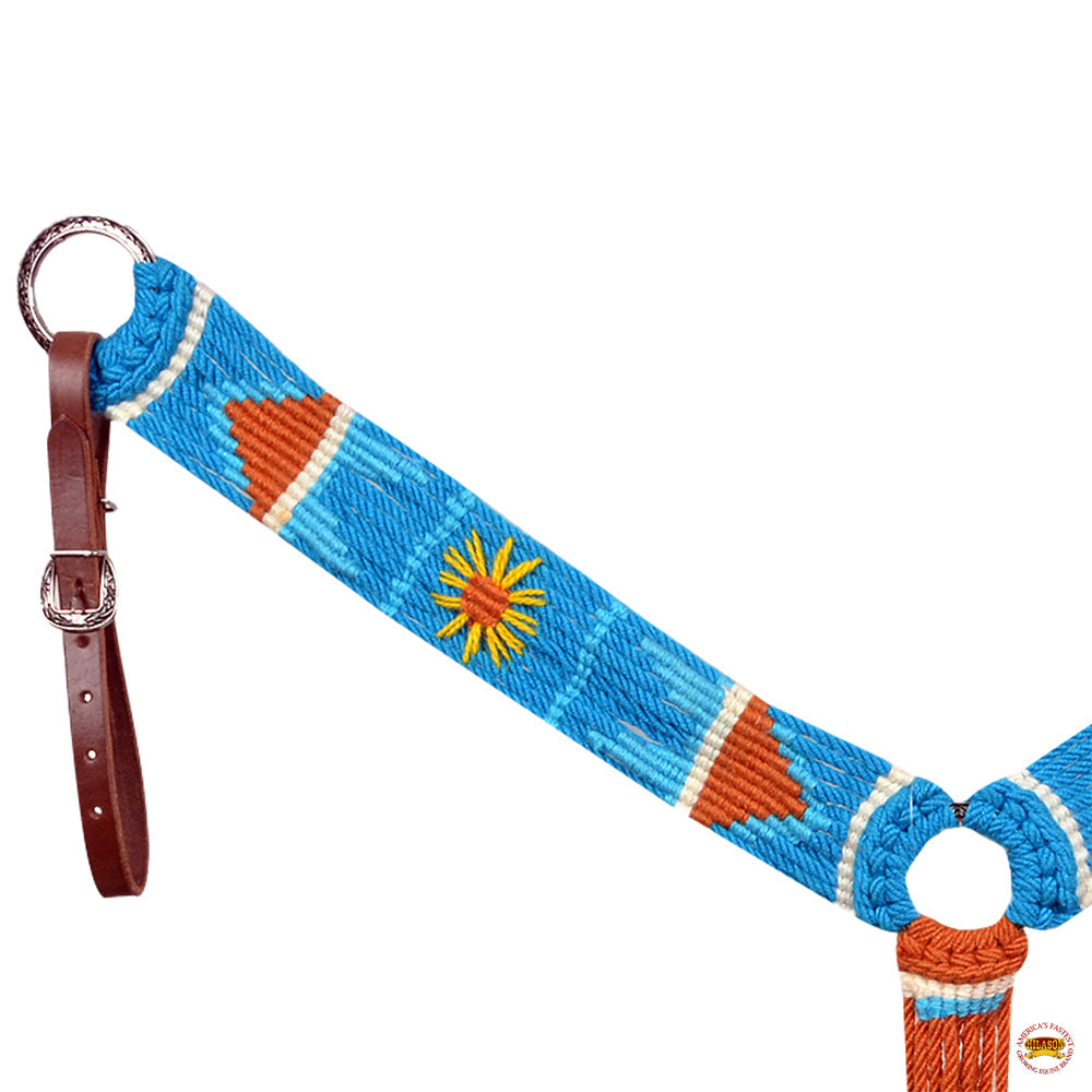 HILASON Sun Western Wool Breast Collar Headstall Set Tack Set Turquoise &amp; Brown