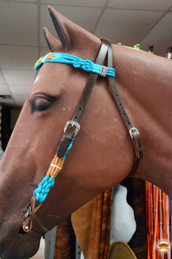 HILASON Sun Western Wool Breast Collar Headstall Set Tack Set Turquoise &amp; Brown