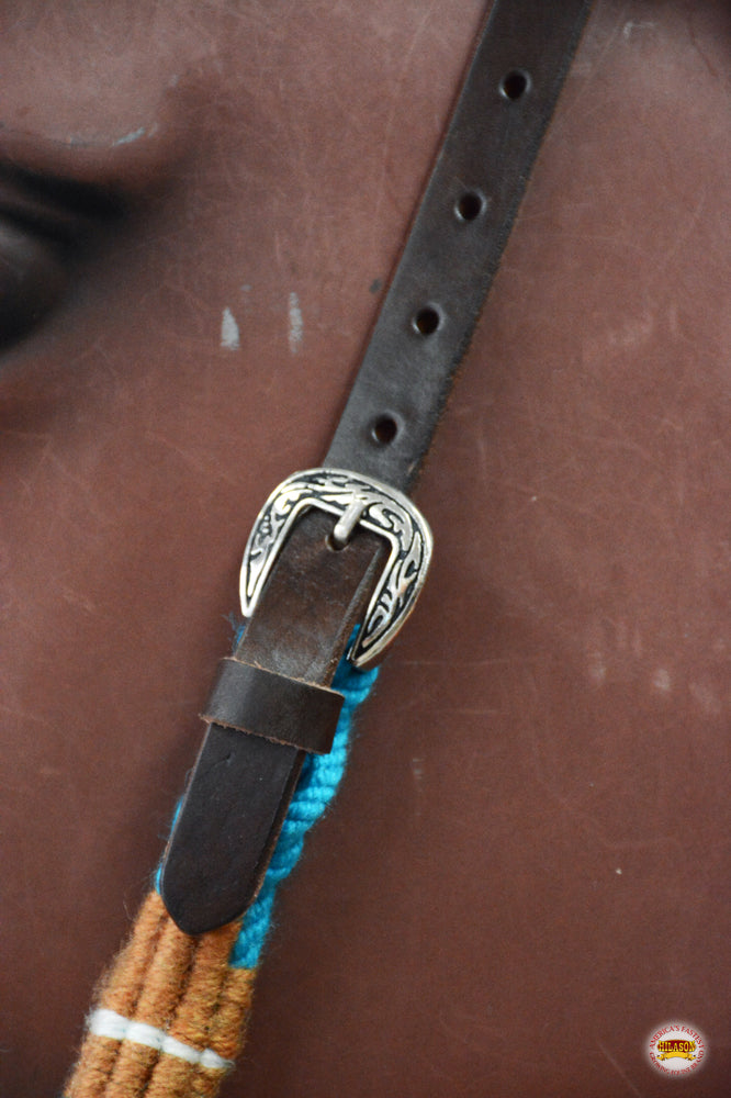HILASON Sun Western Wool Breast Collar Headstall Set Tack Set Turquoise &amp; Brown