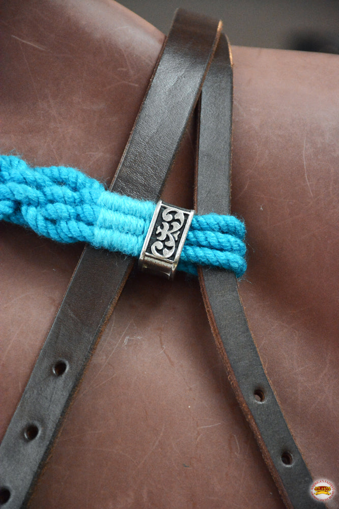 HILASON Sun Western Wool Breast Collar Headstall Set Tack Set Turquoise &amp; Brown