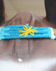 HILASON Sun Western Wool Breast Collar Headstall Set Tack Set Turquoise & Brown