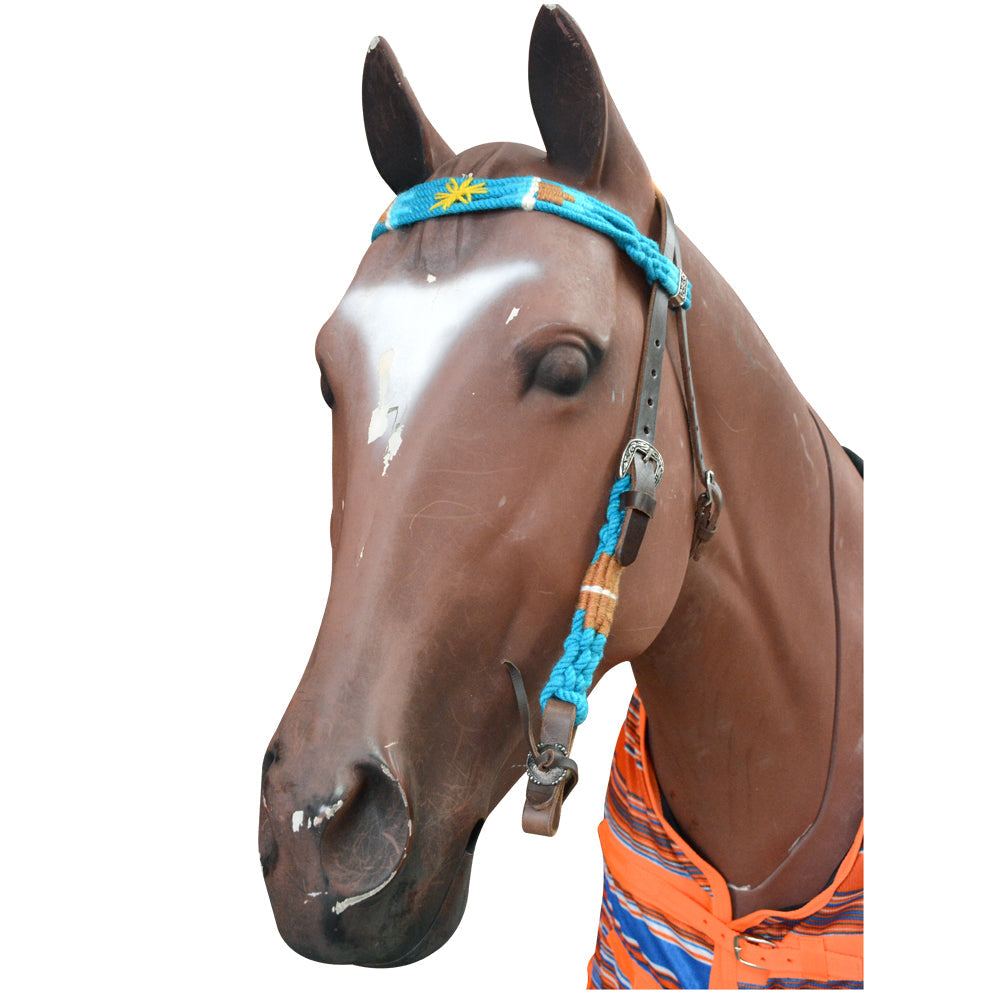 HILASON Sun Western Wool Breast Collar Headstall Set Tack Set Turquoise &amp; Brown