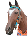 HILASON Sun Western Wool Breast Collar Headstall Set Tack Set Turquoise & Brown