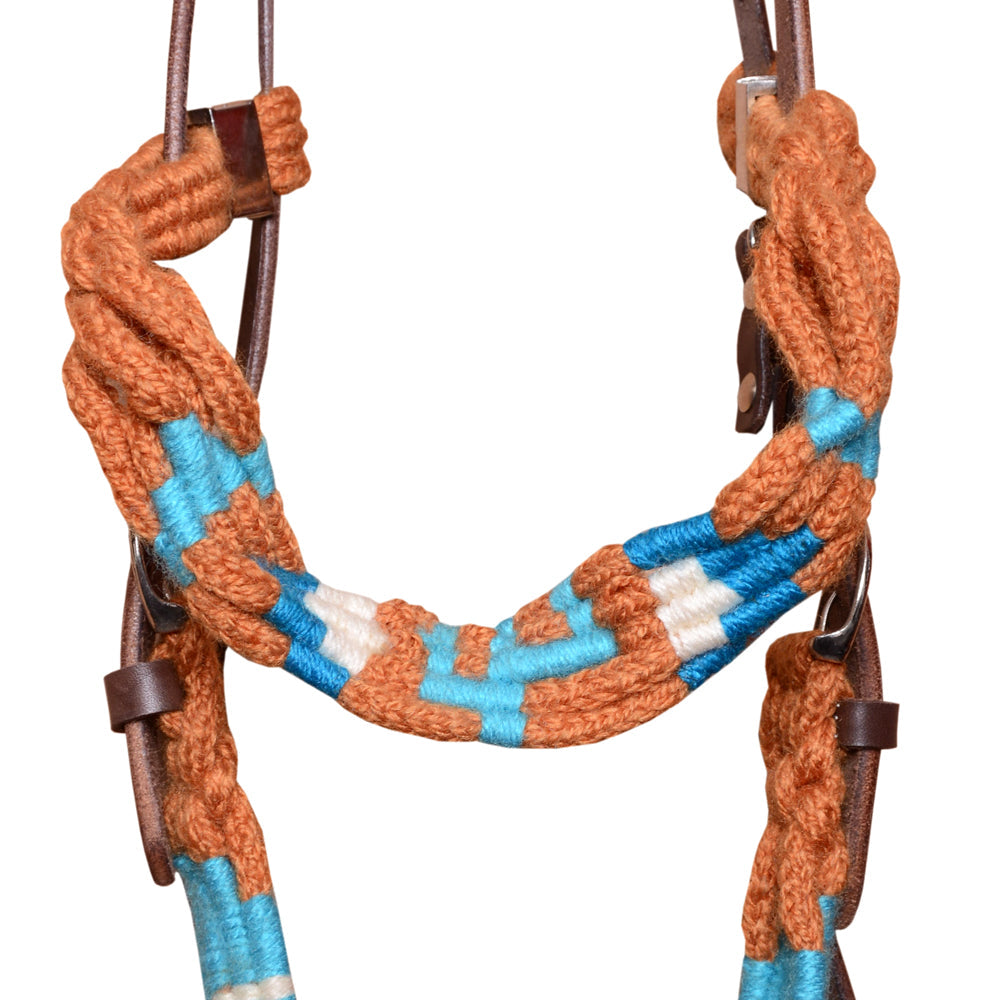 HILASON Cactus Western Wool Breast Collar Headstall Set Tack Set Blue &amp; Brown