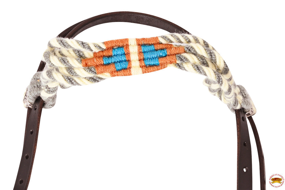 HILASON Western Wool Breast Collar Headstall Set Tack Set Grey &amp; Off White