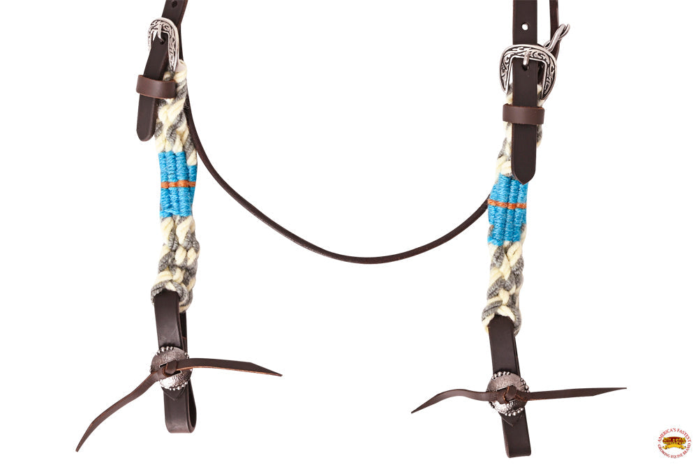 HILASON Western Wool Breast Collar Headstall Set Tack Set Grey &amp; Off White