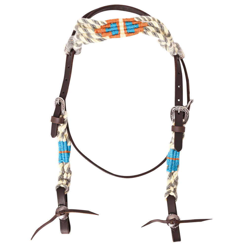 HILASON Western Wool Breast Collar Headstall Set Tack Set Grey &amp; Off White